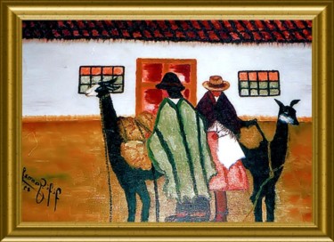 Ζωγραφική με τίτλο "LLAMA" από Pili Gaona, Αυθεντικά έργα τέχνης
