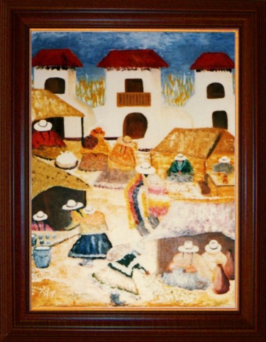 Peinture intitulée "LE MARCHE" par Pili Gaona, Œuvre d'art originale