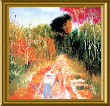 Painting titled "PAYSAGE DE CAMPAGNE" by Pili Gaona, Original Artwork