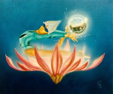 Painting titled "lotus" by Pim, Original Artwork