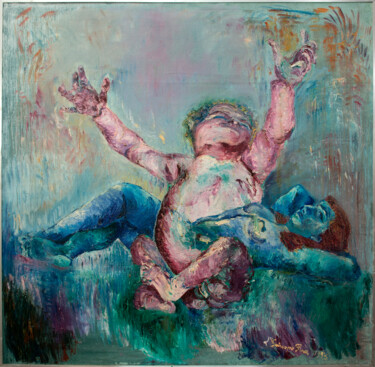 Pittura intitolato "ATTESA   (maternità)" da Pina L'Episcopo, Opera d'arte originale, Olio Montato su Alluminio