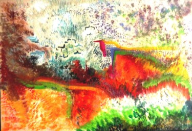 Painting titled "ESPLOSIONE" by Pina L'Episcopo, Original Artwork, Conté Mounted on Cardboard