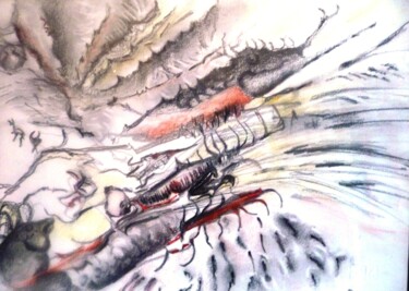 Картина под названием "VISIONE" - Pina L'Episcopo, Подлинное произведение искусства, Цветные карандаши Установлен на Деревян…