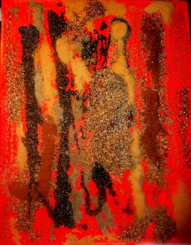 Pintura titulada "CONFLITTO RUPESTRE" por Pina L'Episcopo, Obra de arte original, Oleo Montado en Bastidor de camilla de mad…