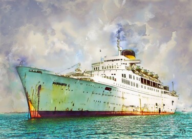 Digital Arts titled "Navire de croisière…" by Pinceau Numérique, Original Artwork, Digital Painting