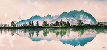 Premiers flocons et sérénité des grands espaces. First snowf Arts numériques intitulée "Premiers flocons et…" par Pinceau Numérique, Œuvre d'art originale, Peinture numérique Monté sur…