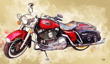 Digital Arts titled "Mythique Harley Dav…" by Pinceau Numérique, Original Artwork, Digital Painting Mounted on Other rigid p…