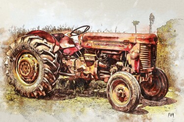 Digital Arts titled "Très beau tracteur…" by Pinceau Numérique, Original Artwork, Digital Painting Mounted on Other rigid pa…