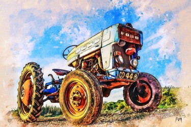 数字艺术 标题为“Un ancien tracteur…” 由Pinceau Numérique, 原创艺术品, 数字油画 安装在其他刚性面板上