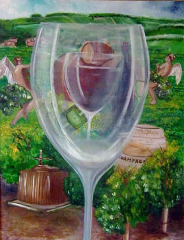 Peinture intitulée "Le verre de l'amour" par Mike Colt, Œuvre d'art originale, Huile