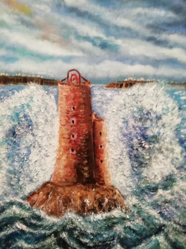 Painting titled "Le phare" by Mike Colt, Original Artwork, Oil