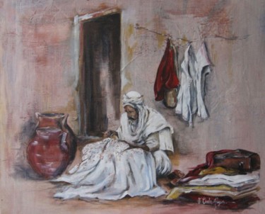 Peinture intitulée "Homme aux cruches" par Valérie Charles-Artigues, Œuvre d'art originale