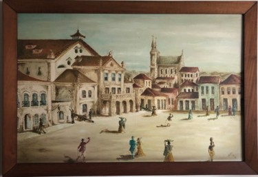 Painting titled "Village" by Cmpoliva, Original Artwork, Oil