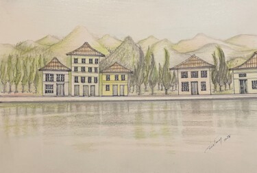 Disegno intitolato "Sweet Village" da Cmpoliva, Opera d'arte originale, Matita