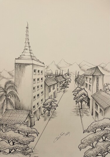 Tekening getiteld "Nankin city" door Cmpoliva, Origineel Kunstwerk, Marker