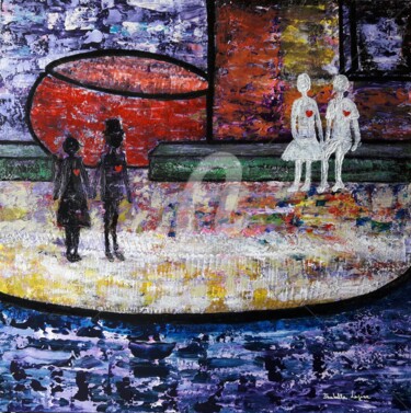 Peinture intitulée "Le coin des amoureux" par Pinkivioletblue, Œuvre d'art originale, Acrylique Monté sur Châssis en bois