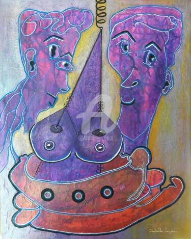 Картина под названием "Le jouet extraordin…" - Pinkivioletblue, Подлинное произведение искусства, Акрил Установлен на Деревя…