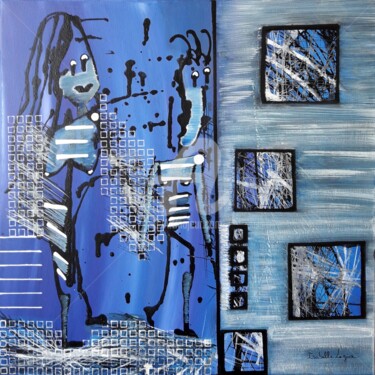 Painting titled "La vie de couple es…" by Pinkivioletblue, Original Artwork, Acrylic Mounted on Wood Stretcher frame