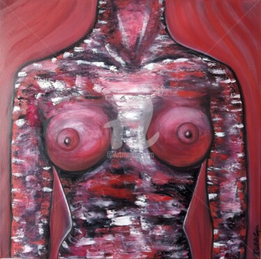 Peinture intitulée "La demoiselle au bu…" par Pinkivioletblue, Œuvre d'art originale, Huile Monté sur Châssis en bois