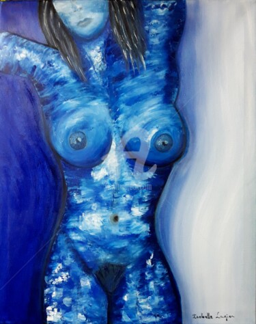 Peinture intitulée "La demoiselle nue b…" par Pinkivioletblue, Œuvre d'art originale, Huile Monté sur Châssis en bois