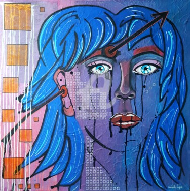 Painting titled "Celle qui ne voulai…" by Pinkivioletblue, Original Artwork, Acrylic Mounted on Wood Stretcher frame