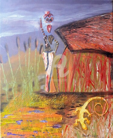 Pintura titulada "Scène africaine" por Pinkivioletblue, Obra de arte original, Acrílico Montado en Bastidor de camilla de ma…