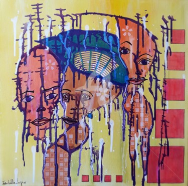 Painting titled "Les autres" by Pinkivioletblue, Original Artwork, Acrylic Mounted on Wood Stretcher frame
