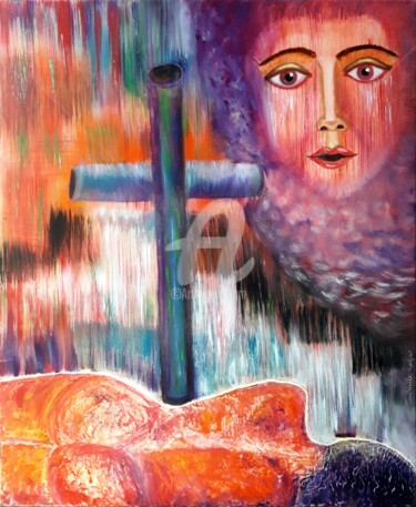 Pintura intitulada "Le chagrin des dépa…" por Pinkivioletblue, Obras de arte originais, Óleo Montado em Armação em madeira