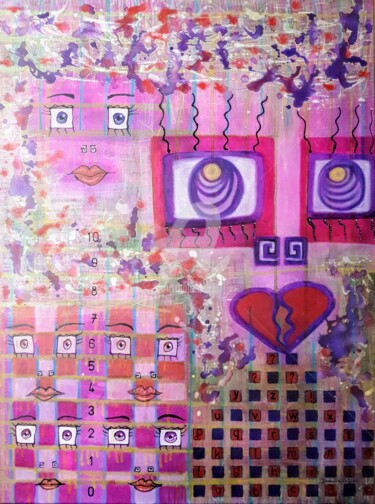 Peinture intitulée "Celle qui devait co…" par Pinkivioletblue, Œuvre d'art originale, Acrylique Monté sur Châssis en bois