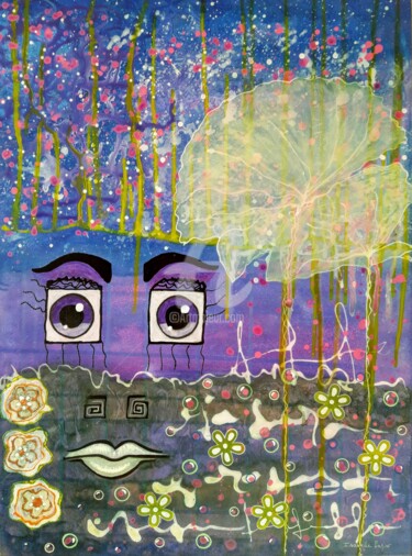 Картина под названием "Celle qui aimait se…" - Pinkivioletblue, Подлинное произведение искусства, Акрил Установлен на Деревя…