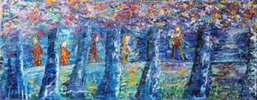 Malerei mit dem Titel "Ceux qui se retrouv…" von Pinkivioletblue, Original-Kunstwerk, Öl Auf Keilrahmen aus Holz montiert
