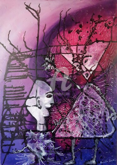 Peinture intitulée "Celui qui demandait…" par Pinkivioletblue, Œuvre d'art originale, Acrylique Monté sur Châssis en bois