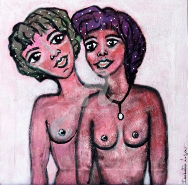 Peinture intitulée "Celles qui s'aimaie…" par Pinkivioletblue, Œuvre d'art originale, Acrylique