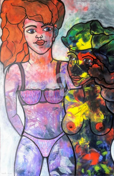Pintura titulada "Celles qui s'aimaie…" por Pinkivioletblue, Obra de arte original, Acrílico Montado en Bastidor de camilla…