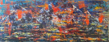 Malerei mit dem Titel "Paysage imaginaire X" von Pinkivioletblue, Original-Kunstwerk, Öl Auf Keilrahmen aus Holz montiert