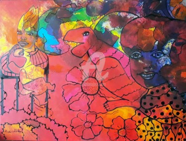 Malerei mit dem Titel "Imagerie du subcons…" von Pinkivioletblue, Original-Kunstwerk, Acryl Auf Keilrahmen aus Holz montiert
