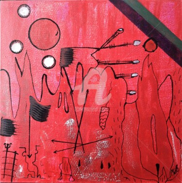 Картина под названием "PSRF-3" - Pinkivioletblue, Подлинное произведение искусства, Акрил Установлен на Деревянная рама для…