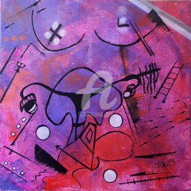 Картина под названием "PSRF-5" - Pinkivioletblue, Подлинное произведение искусства, Акрил Установлен на Деревянная рама для…