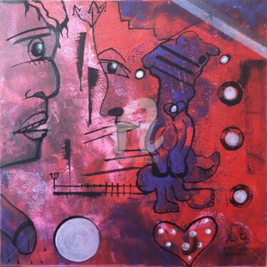 Картина под названием "PSRF-7" - Pinkivioletblue, Подлинное произведение искусства, Акрил Установлен на Деревянная рама для…