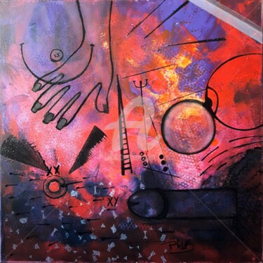 Картина под названием "PSRF-10" - Pinkivioletblue, Подлинное произведение искусства, Акрил Установлен на Деревянная рама для…