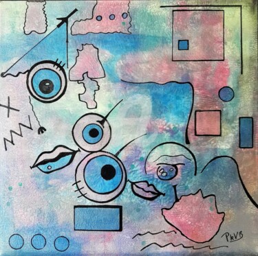 Painting titled "Libre cours 6" by Pinkivioletblue, Original Artwork, Acrylic Mounted on Wood Stretcher frame