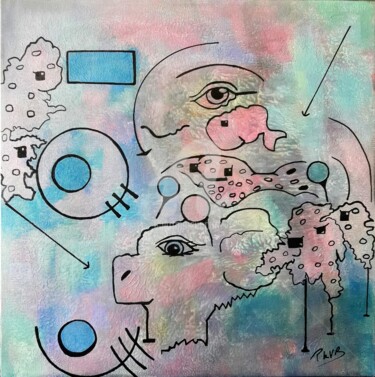 Картина под названием "Libre cours 7" - Pinkivioletblue, Подлинное произведение искусства, Акрил Установлен на Деревянная ра…