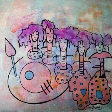 Painting titled "Libre cours 9" by Pinkivioletblue, Original Artwork, Acrylic Mounted on Wood Stretcher frame
