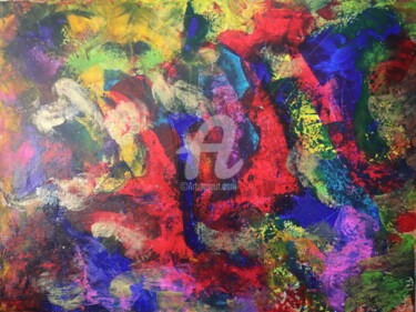 Schilderij getiteld "Couleurs 8" door Pinkivioletblue, Origineel Kunstwerk, Acryl Gemonteerd op Frame voor houten brancard