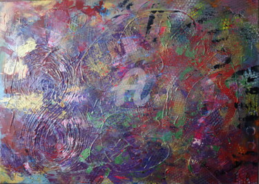 Картина под названием "Couleurs 9" - Pinkivioletblue, Подлинное произведение искусства, Акрил Установлен на Деревянная рама…