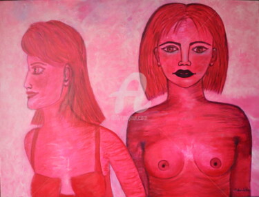 Painting titled "Les demoiselles mon…" by Pinkivioletblue, Original Artwork, Acrylic Mounted on Wood Stretcher frame