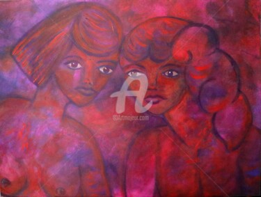 Malerei mit dem Titel "Les demoiselles mon…" von Pinkivioletblue, Original-Kunstwerk, Acryl