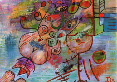 Картина под названием "Déesse" - Pinkivioletblue, Подлинное произведение искусства, Акрил