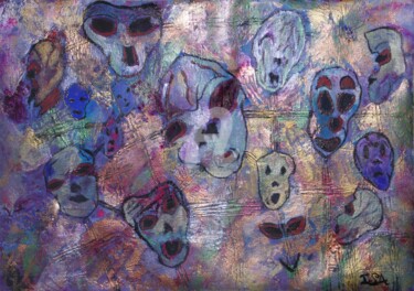 Peinture intitulée "Défunts" par Pinkivioletblue, Œuvre d'art originale, Acrylique