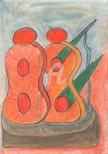 Desenho intitulada "Concubinage" por Pinkivioletblue, Obras de arte originais, Pastel